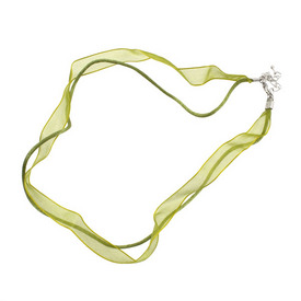 1710-0110-03 - Organza and Rat Tail Necklace With Clasp and Extension Chain 18'' Olive 10pcs 1710-0110-03,Organza and Rat Tail,Necklace,With Clasp and Extension Chain,18'',Olive,10pcs,China,montreal, quebec, canada, beads, wholesale