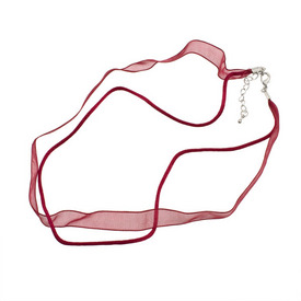 1710-0110-07 - Organza and Rat Tail Necklace With Clasp and Extension Chain 18'' Red 10pcs 1710-0110-07,Organza and Rat Tail,Necklace,With Clasp and Extension Chain,18'',Red,10pcs,China,montreal, quebec, canada, beads, wholesale