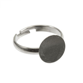1711-0141-WH - Metal Finger Ring Adjustable size With Round 12mm Plate 18mm Diameter Nickel Nickel Free 10pcs 1711-0141-WH,1711-014 plateau,Metal,Finger Ring Adjustable size,With Round 12mm Plate,18mm Diameter,Grey,Nickel,Metal,Nickel Free,10pcs,China,montreal, quebec, canada, beads, wholesale