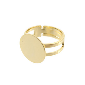 1711-0145-GL - Metal Finger Ring Adjustable size With Round 15mm Plate 20mm Diameter Gold Nickel Free 10pcs 1711-0145-GL,Accessories to stick,Metal,Finger Ring Adjustable size,With Round 15mm Plate,20mm Diameter,Gold,Metal,Nickel Free,10pcs,China,montreal, quebec, canada, beads, wholesale