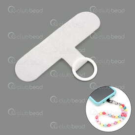 1715-0003-WH - PU Cell Phone Lanyard Tether 60x16mm with 14mm Ring Inner Diameter 9mm White 5pcs 1715-0003-WH,Findings,Cell phone tether patch,montreal, quebec, canada, beads, wholesale