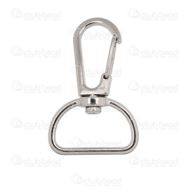 1717-0119-25 - Metal Carabiner Clasp 28x14mm Key Ring Hook with \'\'D\'\' Ring 16x25mm Natural 20pcs 1717-0119-25,Findings,Clasps,Springing,Carabiner,montreal, quebec, canada, beads, wholesale