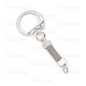 1717-0145 - Metal Key Ring Clasp 22mm with Lever and Mesh Chain Natural 50pcs 1717-0145,Porte,montreal, quebec, canada, beads, wholesale