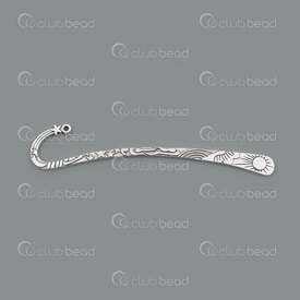 1719-0005-WH - Metal bookmark 122.5x23x2.5mm Star and Sun Nickel 5pcs 1719-0005-WH,montreal, quebec, canada, beads, wholesale