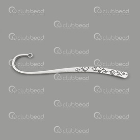1719-0017-WH - Metal Bookmark Engraved Roses 12.5cm Nickel 5pcs 1719-0017-WH,Findings,Bookmarks,montreal, quebec, canada, beads, wholesale