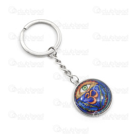 1719-2000-001 - Mandala Key Ring OM SIGN WITH THIRD EYE, 30mm, 12g 1pc 1719-2000-001,Clearance by Category,Findings,montreal, quebec, canada, beads, wholesale