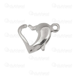 1720-0006-01H - Stainless Steel 304 Fish Clasp 14x10mm Heart shape High Quality Polish Natural 10pcs 1720-0006-01H,Findings,Clasps,Springing,Fish clasps,montreal, quebec, canada, beads, wholesale