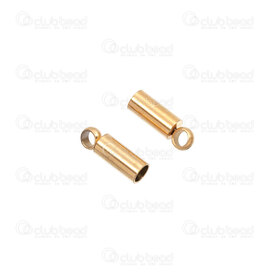 1720-0041-03GL - Stainless Steel 304 Cord End Connector 2mm inner diameter 8x2.5mm with loop Gold Plated 20pcs 1720-0041-03GL,Findings,Connectors,montreal, quebec, canada, beads, wholesale
