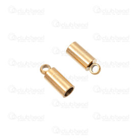 1720-0041-2.5GL - Stainless Steel 304 Cord End Connector 2.5mm inner diameter 8.5x3mm with loop Gold Plated 20pcs 1720-0041-2.5GL,Findings,Connectors,montreal, quebec, canada, beads, wholesale