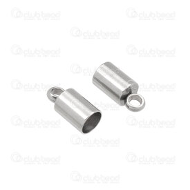 1720-0041 - Stainless Steel 304 Cord End Connector With 2mm loop 4X9MM Natural Inside Diameter 3mm 50pcs 1720-0041,Chains,Stainless Steel 304,Cord End Connector,With 2mm loop,4X9MM,Grey,Natural,Metal,Inside Diameter 3mm,50pcs,China,montreal, quebec, canada, beads, wholesale