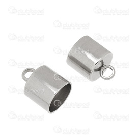 1720-0057 - Stainless Steel 304 Cord End Connector With 2.8mm loop 9x12mm Natural Inside Diameter 8mm 10pcs 1720-0057,Findings,Connectors,Stainless Steel 304,Cord End Connector,With 2.8mm loop,9X12MM,Grey,Natural,Metal,Inside Diameter 8mm,10pcs,China,montreal, quebec, canada, beads, wholesale