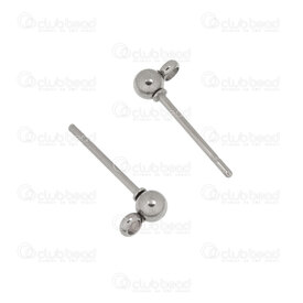 1720-0072-3mm - Stainless Steel 304 Earring Ball Stud 3mm Natural With Loop Stud 12x0.7mm 50pcs 1720-0072-3mm,1720-0,montreal, quebec, canada, beads, wholesale