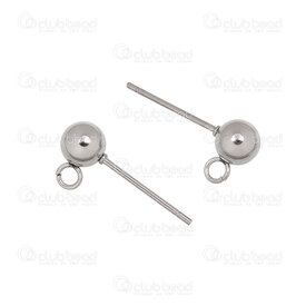 1720-0072-5mm - Stainless Steel 304 Earring Ball Stud 5mm Natural With Loop Stud 15x0.7mm 20pcs 1720-0072-5mm,Stainless Steel 304,Earring Ball Stud,5mm,Grey,Natural,Metal,With Loop,Stud 15x0.7mm,20pcs,China,montreal, quebec, canada, beads, wholesale