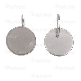 1720-0074-25 - Acier Inoxydable 304 Boucle d'oreille à Levier 21x26.5mm Support pour Cabochon Rond 25mm Naturel 10pcs 1720-0074-25,Accessoires de finition,Boucles d'oreilles,montreal, quebec, canada, beads, wholesale