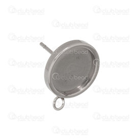 1720-0075-T - Stainless Steel 304 Bezel Cup Stud Earring Round 10mm Natural With 3mm loop 10pcs 1720-0075-T,Cabochons,10pcs,Stainless Steel 304,Bezel Cup Stud Earring,Round,10mm,Grey,Natural,Metal,With 3mm loop,10pcs,China,montreal, quebec, canada, beads, wholesale