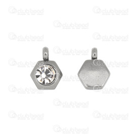 1720-0185-03 - Stainless Steel 304 Charm Hexagone With Rhinestones 5x6mm Crystal Stone Natural 5pcs 1720-0185-03,Charms,Stainless Steel,Hexagone,Charm,Metal,Stainless Steel 304,5X6MM,Hexagone,With Rhinestones,Grey,Natural,Crystal Stone,China,5pcs,montreal, quebec, canada, beads, wholesale