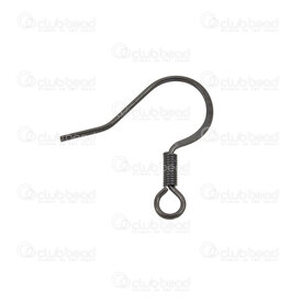 1720-0189-BLK - Stainless Steel 304 Flat Fish Hook With Coil 19x18mm Black 50pcs 1720-0189-BLK,Beads,Metal,montreal, quebec, canada, beads, wholesale