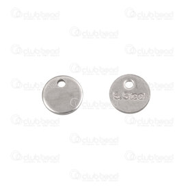 1720-0194-01-ENG - Stainless Steel Charm Disk Round 6x0.8mm Engraved "S.Steel" Natural 50pcs 1720-0194-01-ENG,1720-,montreal, quebec, canada, beads, wholesale