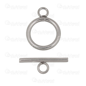 1720-0211-15 - Stainless Steel 304 Toggle Clasp Ring 19.5x15x2mm Bar 20x2mm Natural 10 Set 1720-0211-15,Findings,Clasps,Toggles,montreal, quebec, canada, beads, wholesale