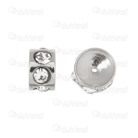 1720-0219-03 - Stainless Steel 304 Bead Spacer Rondelle With Rhinestones 5x8mm Natural 10pcs 1720-0219-03,Rondelle,Bead,Spacer,Metal,Stainless Steel 304,5X8MM,Round,Rondelle,With Rhinestones,Grey,Natural,China,10pcs,montreal, quebec, canada, beads, wholesale