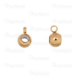 1720-0232-05GL - Acier Inoxydable 304 Bille-Beliere 5x6x8.5mm avec Anneau Soude 1.5mm Trou 3mm Plaque Or 50pcs 1720-0232-05GL,billes 3mm,montreal, quebec, canada, beads, wholesale