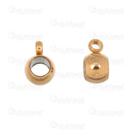 1720-0232-07GL - Stainless Steel 304 Bead Cylinder 4x5x7mm with 1.5mm soldered loop 3mm hole Gold Plated 50pcs 1720-0232-07GL,Findings,montreal, quebec, canada, beads, wholesale