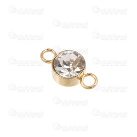 1720-0257-GL - stainless steel link with 2 loop and 6mm rhone stone clear, Gold Plated 10pcs 1720-0257-GL,Findings,Stainless Steel,pendentif en pierre,montreal, quebec, canada, beads, wholesale