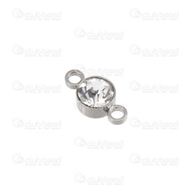 1720-0257 - stainless steel link with 2 loop and 6mm rhone stone clear 10pcs 1720-0257,Findings,Stainless Steel,pendentif en pierre,montreal, quebec, canada, beads, wholesale