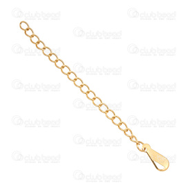 1720-0261-GL - DISC stainless steel END CHAIN 60x3mm,12x5mm with DROP Gold Plated 10 pcs 1720-0261-GL,Findings,Extension chains,montreal, quebec, canada, beads, wholesale