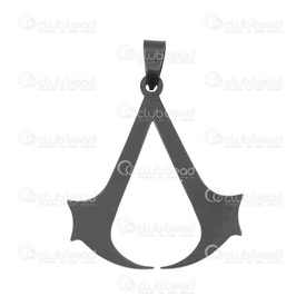 1720-2003-B - Stainless Steel 304 Pendant With Bail Assasin's Creed 35x40mm Black 1pc  Theme: Comic Character 1720-2003-B,Pendants,Pendant,With Bail,Metal,Stainless Steel 304,35X40MM,Assasin's Creed,Grey,Black,China,1pc,Theme: Comic Character,montreal, quebec, canada, beads, wholesale