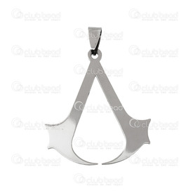 1720-2003 - DISC Stainless Steel 304 Pendant With Bail Assasin's Creed 35x40mm Natural 1pc  Theme: Comic Character 1720-2003,Pendants,montreal, quebec, canada, beads, wholesale