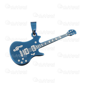 1720-2007-BL - Stainless Steel 304 Pendant With Bail Guitar 20x52mm Blue 1pc 1720-2007-BL,1720-20,20x52mm,Pendant,With Bail,Metal,Stainless Steel 304,20x52mm,Free Form,Guitar,Blue,Blue,China,1pc,montreal, quebec, canada, beads, wholesale