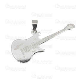 1720-2007-SL - Stainless Steel 304 Pendant With Bail Guitar 20x52mm Grey Theme: Music 1pc 1720-2007-SL,Pendants,1pc,20x52mm,Pendant,With Bail,Metal,Stainless Steel 304,20x52mm,Free Form,Guitar,Grey,Grey,China,1pc,montreal, quebec, canada, beads, wholesale
