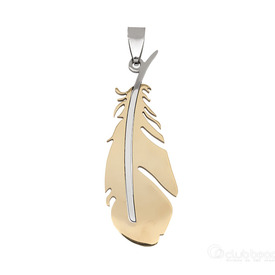 1720-2009-GL - Stainless Steel 304 Pendant With Bail Feather 17x49mm Gold Theme: Animals 1pc 1720-2009-GL,1720-20,Feather,Pendant,With Bail,Metal,Stainless Steel 304,17x49mm,Free Form,Feather,Yellow,Gold,China,1pc,Theme: Animals,montreal, quebec, canada, beads, wholesale