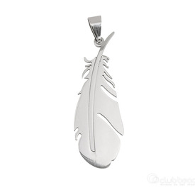 1720-2009-SL - Stainless Steel 304 Pendant With Bail Feather 17x49mm Grey Theme: Animals 1pc 1720-2009-SL,Pendants,1pc,Feather,Pendant,With Bail,Metal,Stainless Steel 304,17x49mm,Free Form,Feather,Grey,Grey,China,1pc,montreal, quebec, canada, beads, wholesale
