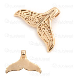 1720-2010-09GL - Animal Stainless Steel 304 Pendant Tribal WhaleTail 28.5x45x8.5mm with Loop Gold Plated 1pc 1720-2010-09GL,1720-2,montreal, quebec, canada, beads, wholesale