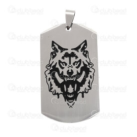1720-2010-15 - Animal Stainless Steel Pendant Wolf Head 49x27.5x2mm Natural 1pc 1720-2010-15,Pendants,Stainless Steel,montreal, quebec, canada, beads, wholesale