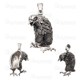 1720-2010-19 - Animal Stainless Steel Pendant Eagle 34x25.5x15.5mm with Bail Antique 1pc 1720-2010-19,Pendants,montreal, quebec, canada, beads, wholesale