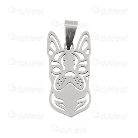 1720-2010-31 - Animal Stainless Steel Pendant French Bulldog Dog 31x16x1.5mm High Quality Polish with Bail Natural 1pc 1720-2010-31,1720-2,montreal, quebec, canada, beads, wholesale