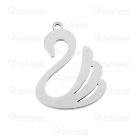 1720-2010-33 - Animal Stainless Steel Pendant Swan 26.5x20.5x1.5mm with 1.5mm loop Natural 20pcs 1720-2010-33,SIGNES,montreal, quebec, canada, beads, wholesale