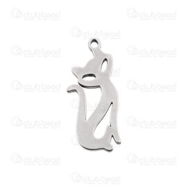 1720-2010-35 - Animal Acier Inoxydable Breloque Chat 23x10x1.5mm avec Boucle 1.2mm Naturel 20pcs 1720-2010-35,Cats pendant,montreal, quebec, canada, beads, wholesale