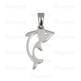 1720-2010-41 - Animal Stainless Steel Pendant Fish 19x12x1.4mm with Bail Natural 5pcs 1720-2010-41,Poisson,montreal, quebec, canada, beads, wholesale