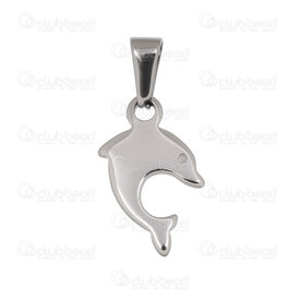 1720-2010-45 - Animal Acier Inoxydable Pendentif Dauphin 20x13x1.4mm avec Beliere Naturel 5pcs 1720-2010-45,DAUPHIN ACIER,montreal, quebec, canada, beads, wholesale