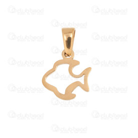 1720-2010-53GL - Animal Stainless Steel 304 Pendant Hollow Fish 12x11x1mm with Bail Gold Plated 10pcs 1720-2010-53GL,stainless steel,montreal, quebec, canada, beads, wholesale