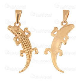 1720-2010-55GL - Animal Stainless Steel 304 Pendant Crocodile 31x15x4mm with Bail Gold Plated 4pcs 1720-2010-55GL,Pendants,montreal, quebec, canada, beads, wholesale