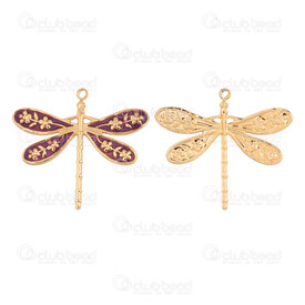 1720-2010-561GL - Animal Acier Inoxydable 304 Pendentif Libellule 24x26.5x2mm Remplissage Magenta avec Boucle 3mm Plaque Or 4pcs 1720-2010-561GL,drÃ,montreal, quebec, canada, beads, wholesale