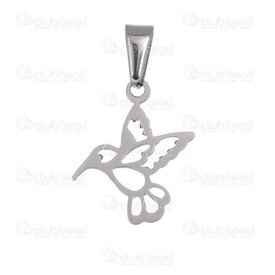 1720-2010-59 - Animal Acier Inoxydable 304 Pendentif Oiseau Colibri 19.5x17.5x1mm avec Beliere Naturel 10pcs 1720-2010-59,oiseau,montreal, quebec, canada, beads, wholesale