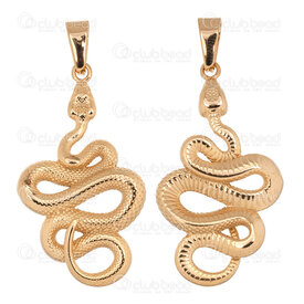 1720-2010-69GL - Animal Aicer Inoxydable 304 Pendentif Serpent 44x24.5x5.5mm avec Beliere Plaque Or 1pc 1720-2010-69GL,72,montreal, quebec, canada, beads, wholesale