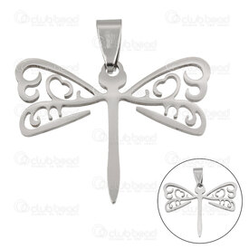 1720-2010-73 - Animal Acier Inoxydable 304 Pendentif Libellule 26x35x1.5mm avec Beliere Naturel 5pcs 1720-2010-73,5,montreal, quebec, canada, beads, wholesale