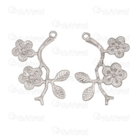 1720-2011-05 - Nature Stainless Steel Pendant Flower 29x23x1mm with 1.5mm Loop Natural 20pcs 1720-2011-05,1720-20,montreal, quebec, canada, beads, wholesale